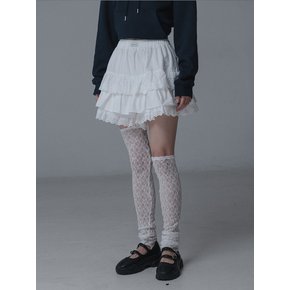 LACE BANDING SKIRT PANTS_WHITE