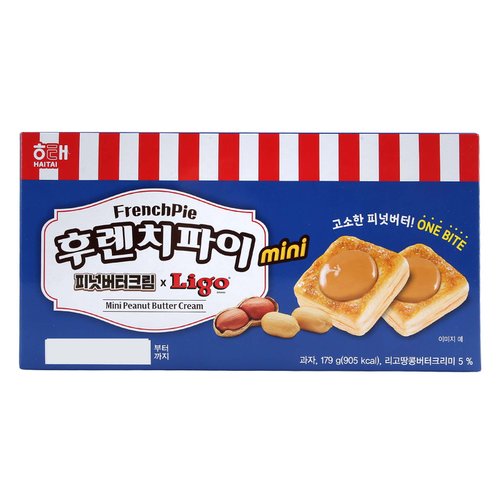 신상 해태 후렌치파이 미니 피넛버터크림x리고 179g