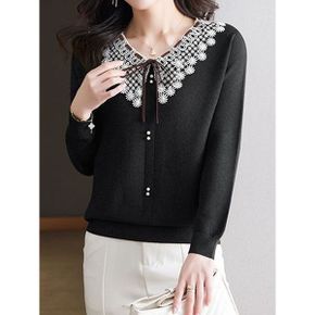 펀칭 화이트 카라 긴팔니트 BJ1LK003_P388590925