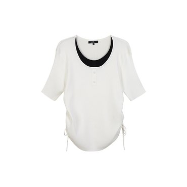 LAP 배색 넥 포인트 스트링 니트 AR2KH424
