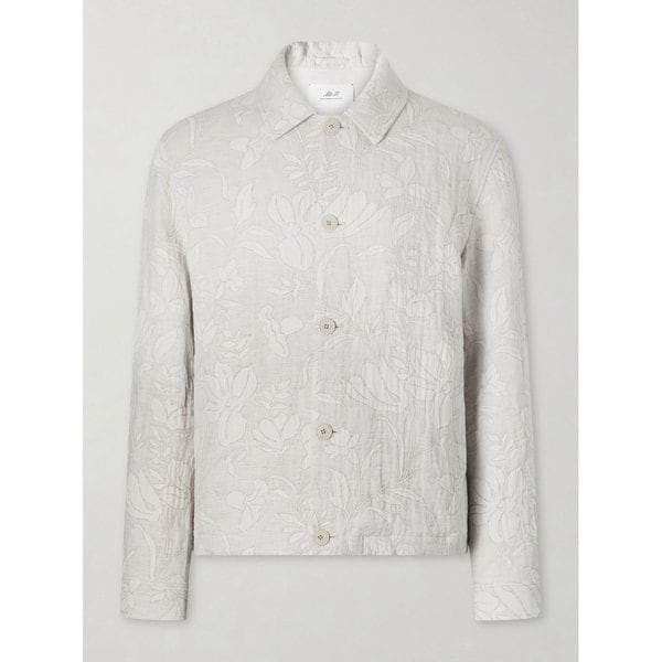 미스터 피 코튼 리넨 블렌드 자카드 블루종 재킷 46376663163004727