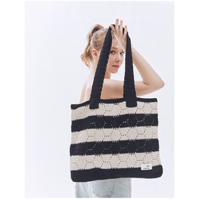 Sunny Knit Shoulder Bag - Black/Silver Stripe