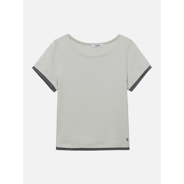 [SPNK] 레이어드 투톤 티셔츠_민트&차콜