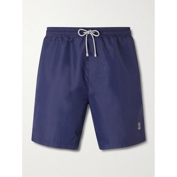 브루넬로쿠치넬리 스트레이트 레그 미드 렝스 로고 자수 스윔 쇼츠 46376663163000346