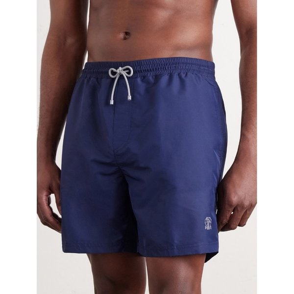 브루넬로쿠치넬리 스트레이트 레그 미드 렝스 로고 자수 스윔 쇼츠 46376663163000346