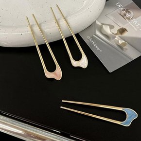 여성 하객룩심플 혼주머리 단아한 골드 메탈비녀 헤어비녀