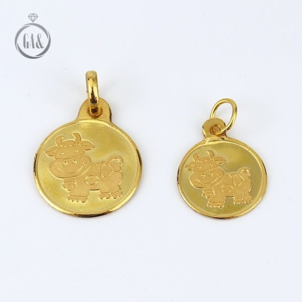 [가앤] 24k순금 동물 황소 원형 코인 목걸이 메달 펜던트 1.875g