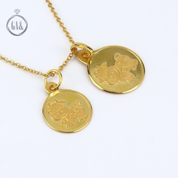 [가앤] 24k순금 동물 황소 원형 코인 목걸이 메달 펜던트 1.875g