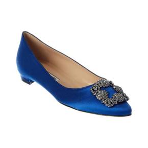 4453497 Manolo Blahnik Hangisi Satin Flat