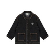 BK4HJJ11BK  Black BB Heart Patch Denim Jacket