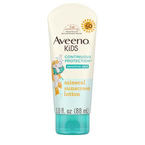 [해외직구] Aveeno 아비노 키즈 컨티뉴어스 프로텍션 미네랄 선스크린 SPF50 88ml 2팩