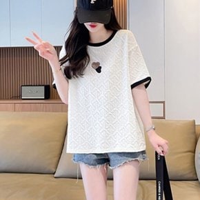 / NT1760 심플 엠보싱 하트 포인트 반팔 티셔츠
