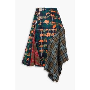 Miami convertible asymmetric patchwork checked wool skirt 오렌지 1647597348906761