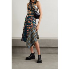 Miami convertible asymmetric patchwork checked wool skirt 오렌지 1647597348906761