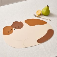 L 뚱냥이 레더룩 식탁매트 점박이