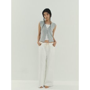 Toggle v-neck knit vest_watery grey