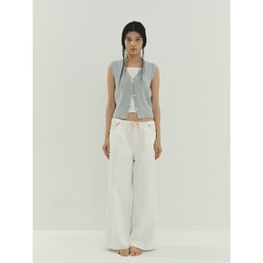 Toggle v-neck knit vest_watery grey