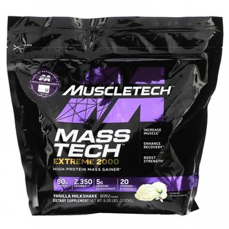  MuscleTech, MASS-TECH (마스텍) 익스트림 2000, 바닐라 밀크 셰이크 맛, 2.72kg (6파운드) []