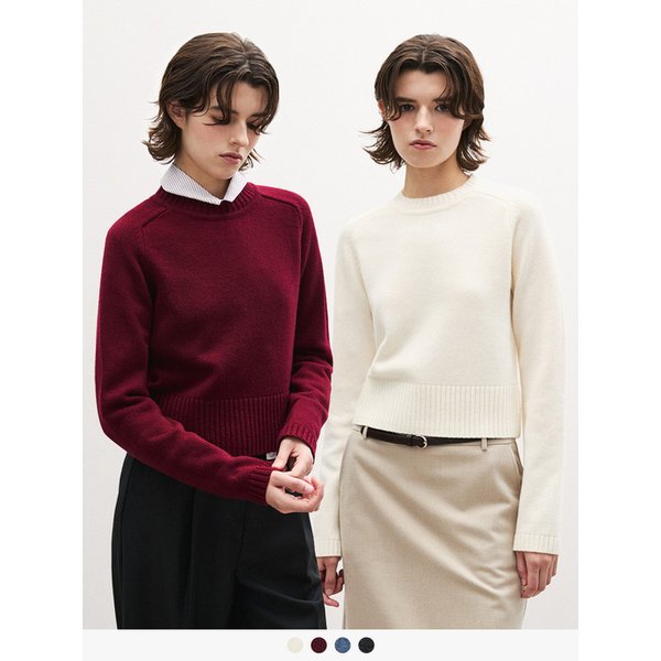 (우먼)캐시 울 크롭 새들 니트 - 4 COLOR