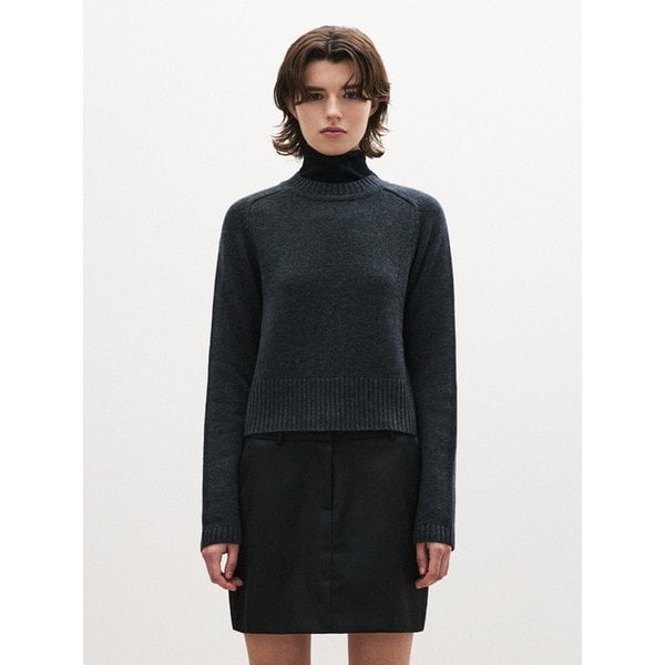 (우먼)캐시 울 크롭 새들 니트 - 4 COLOR