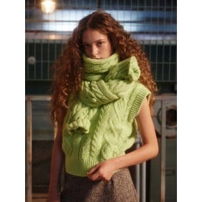 Wool Cable Knit Muffler (L.Green)