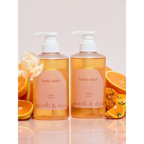 [1+1] 먼스앤데이즈 퍼퓸케어 바디워시 코랄 아티잔 감귤과허브향 500ml 2개
