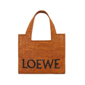 [LOEWE FONT TOTE RAFFIA S] 로에베 스몰 폰트 토트 라피아 라탄 핸드백 기은세 브라운