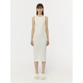 ROUND CUTTING SLIM SLEEVELESS LONG DRESS_IVORY