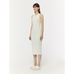 ROUND CUTTING SLIM SLEEVELESS LONG DRESS_IVORY