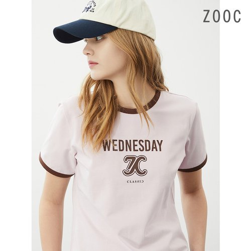 [ZOOC][EVERY] 컬러 배색 프린티드 티셔츠 PK_Z242PSM303