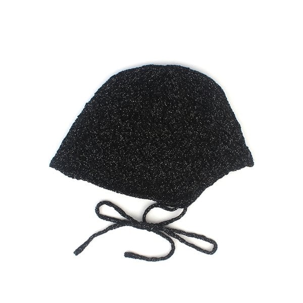 Soft Cool Black Knit Bonnet Hat 보닛햇