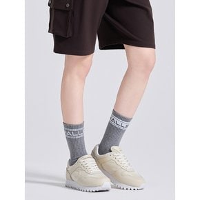 유니 언발란스 컬러블록 쿠션 중목 양말 멜란지그레이