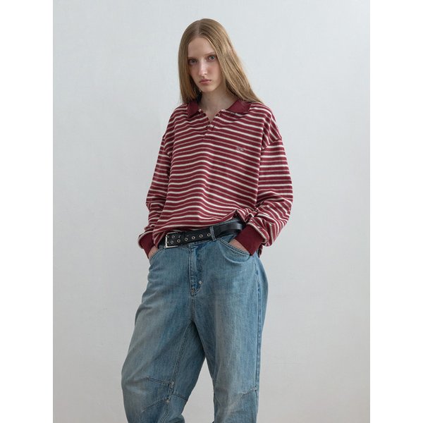 Striped Polo Shirt Burgundy