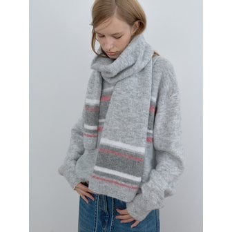 카셀 MULTI STRIPE MUFFLER, MELANGE GRAY