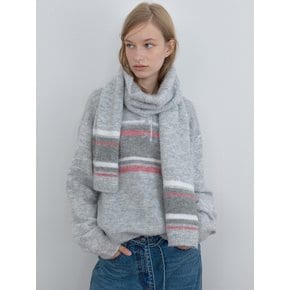 MULTI STRIPE MUFFLER, MELANGE GRAY