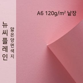 종이문화 뉴씨플레인 얇은 양면색상지 120g A6 No.32 카네이션핑크 낱장 1매 색지
