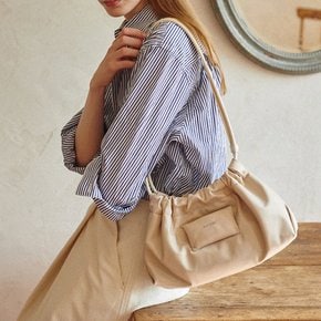 Miel nylon long shoulder bag-vanilla DF23AGMNLS050