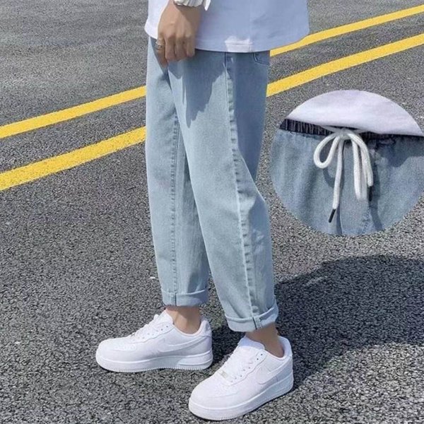 남자 캐주얼 밴딩 심플 일자 9부 데님 청바지 OC-JEA-SWE20D62