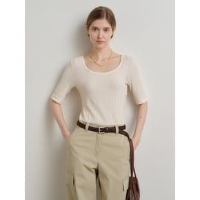 WAVE BOAT-NECK T-SHIRT (cream ivory)