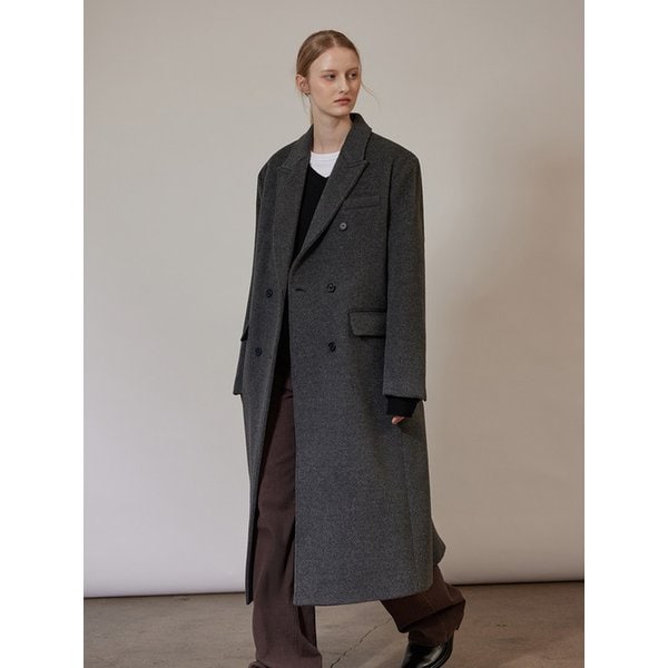 [지구PICK]Classic Wool Double Breasted Long Coat-CHARCOAL