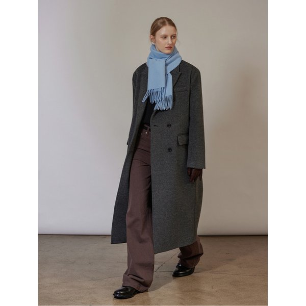 [지구PICK]Classic Wool Double Breasted Long Coat-CHARCOAL