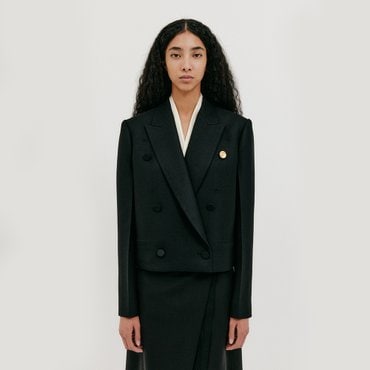 EENK Double-breasted Short Blazer - Black