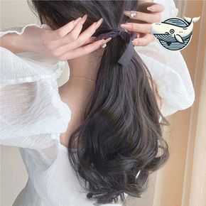 리본 포니테일 웨이브 부분가발 스타일링 변신용