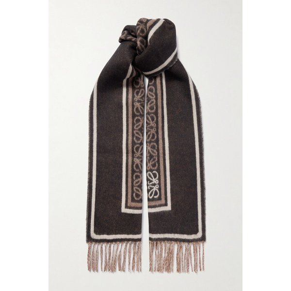 프린지 울 캐시미어 블렌드 자카드 스카프 46376663162984324