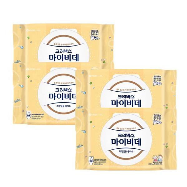 확대된 대표 크리넥스 마이비데 키즈 40매 4팩 유치원 어린이집 배변훈련 물에녹는 비데티슈(1)