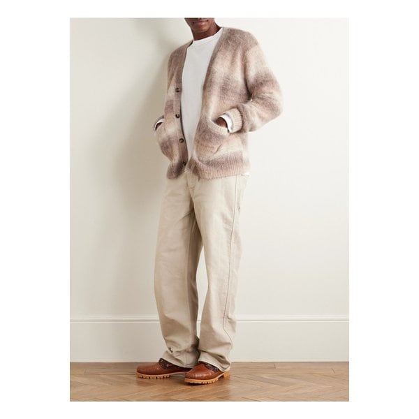 코리더 스트라이프 브러시드 알파카 블렌드 가디건 46376663162917588