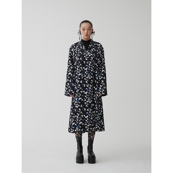 PAJAMA SHIRT DRESS_BLACK PRINT