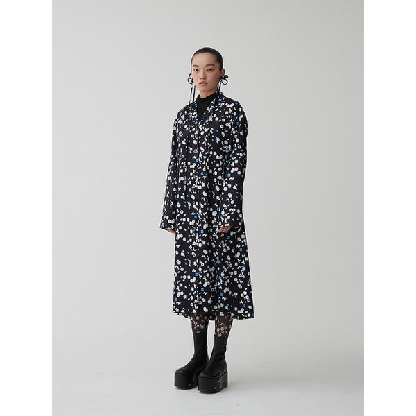 PAJAMA SHIRT DRESS_BLACK PRINT