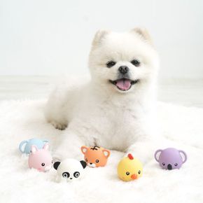 강아지 동글이 캐릭터 볼 라텍스 장난감 랜덤