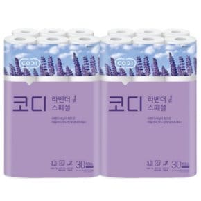 코디 3겹 라벤더 스폐셜 화장지 30m x 30롤 x 2팩